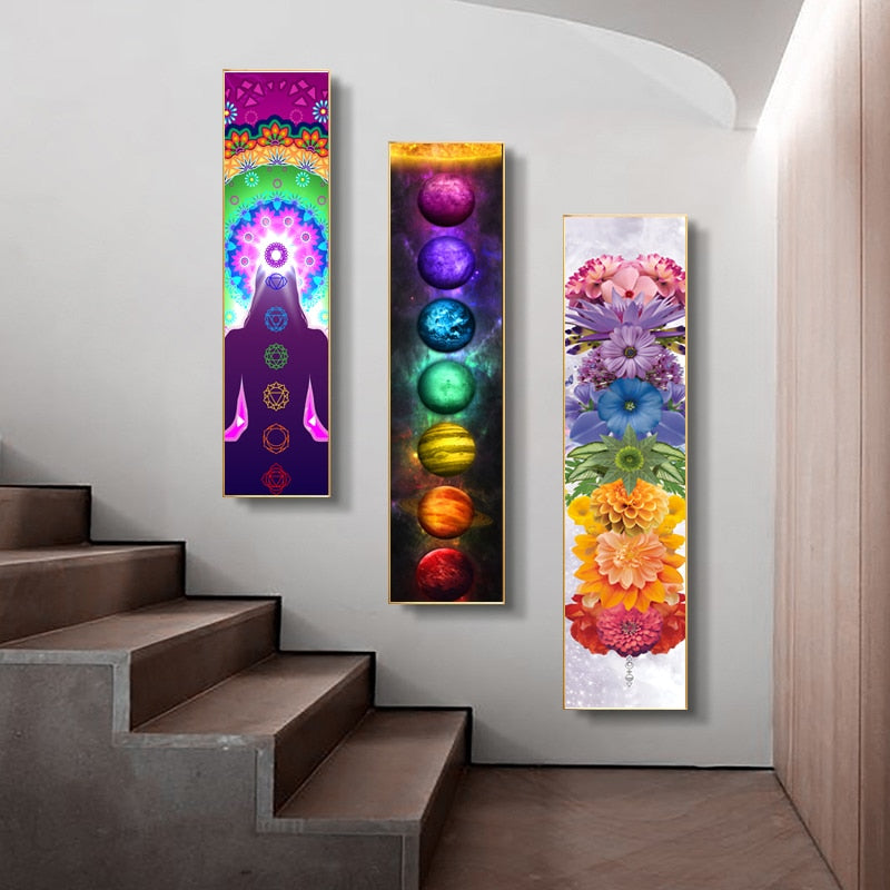 Seven Chakras Bohemian Canvas Painting Home Decor Ishka