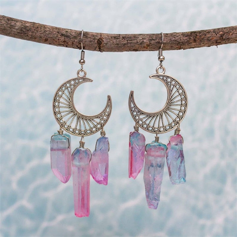 Moon store dangle earrings