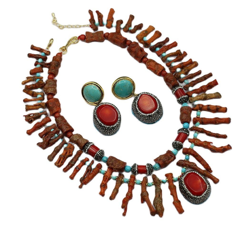 Red coral jewelry on sale sets