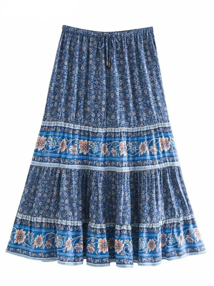 Cotton A-line Midi Skirt