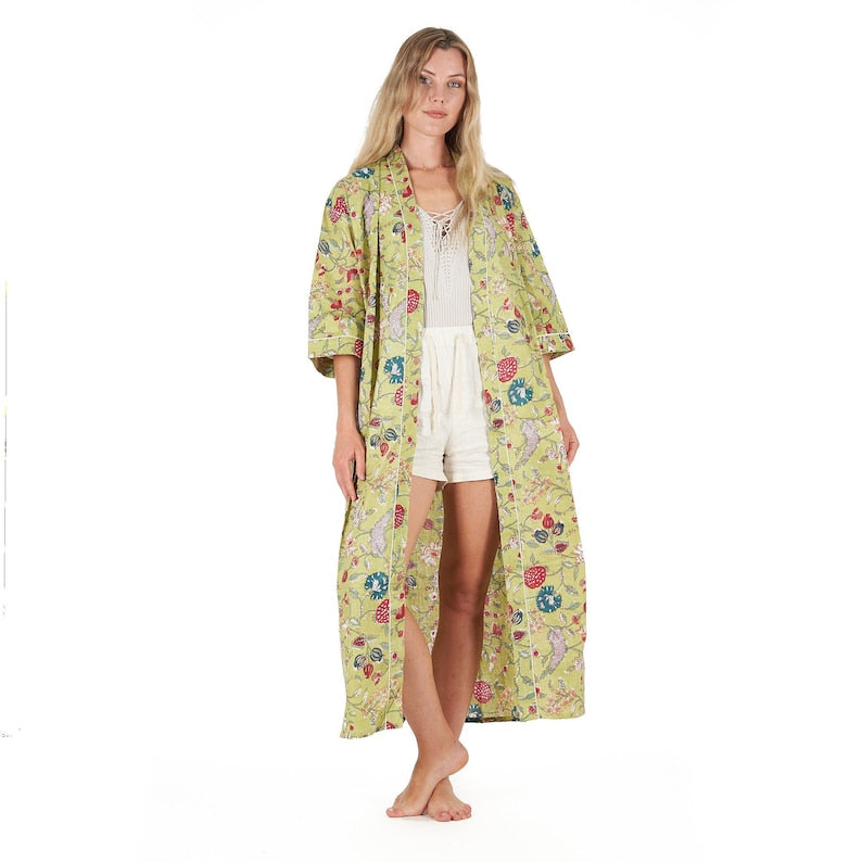 Kimono Cotton Kimono Bathrobe Frida Valentines Day GiftBird