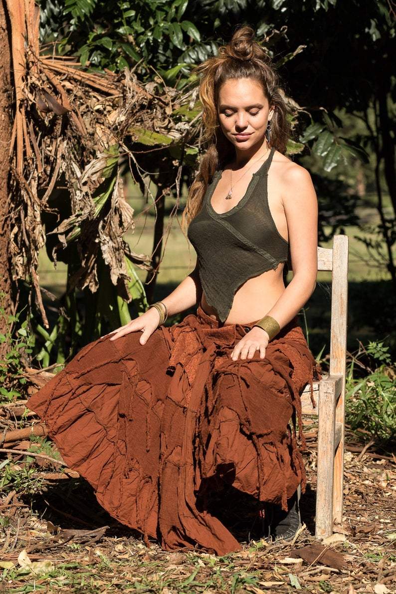 GYPSY QUEEN SKIRT IN TAN BROWN – Ishka