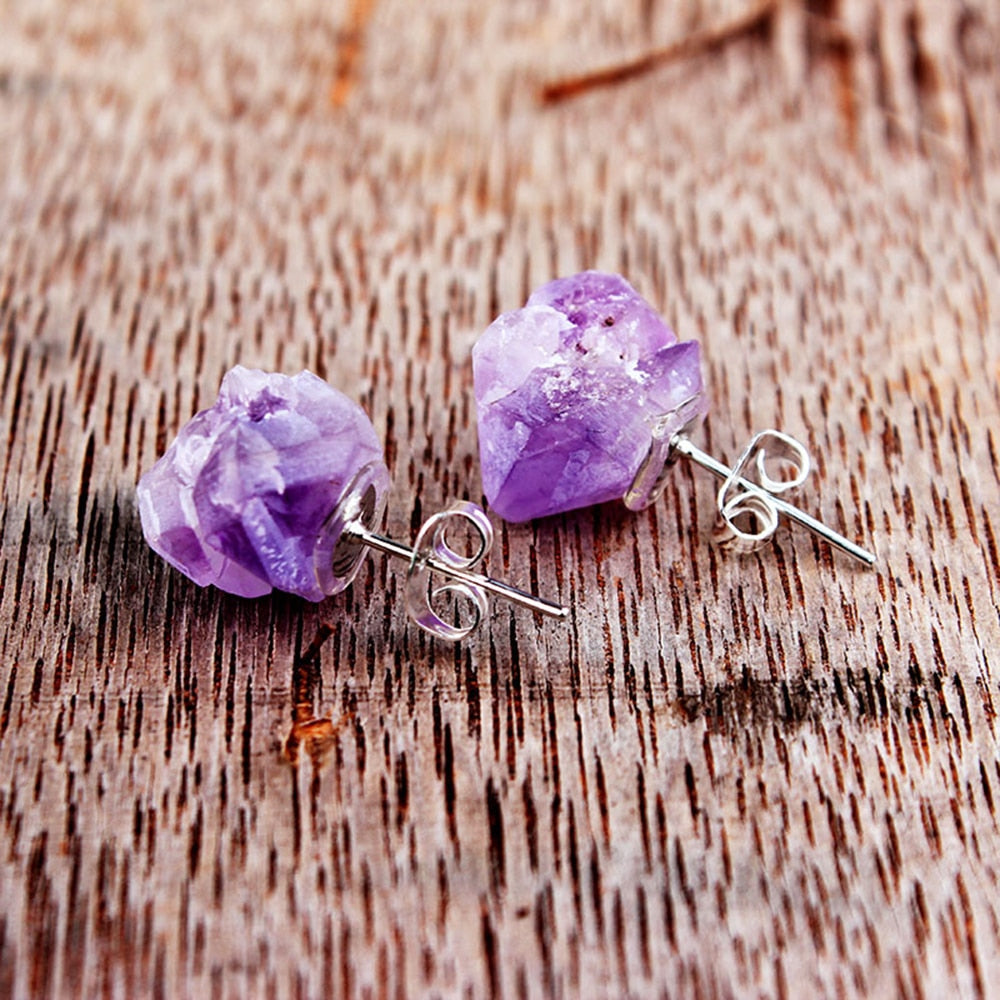 Healing crystal stud deals earrings