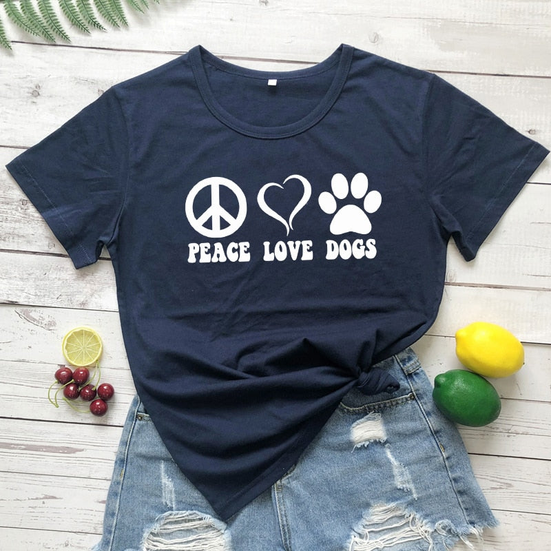 Peace Love Dogs Aesthetic 90s Graphic Slogan Tshirt – Ishka