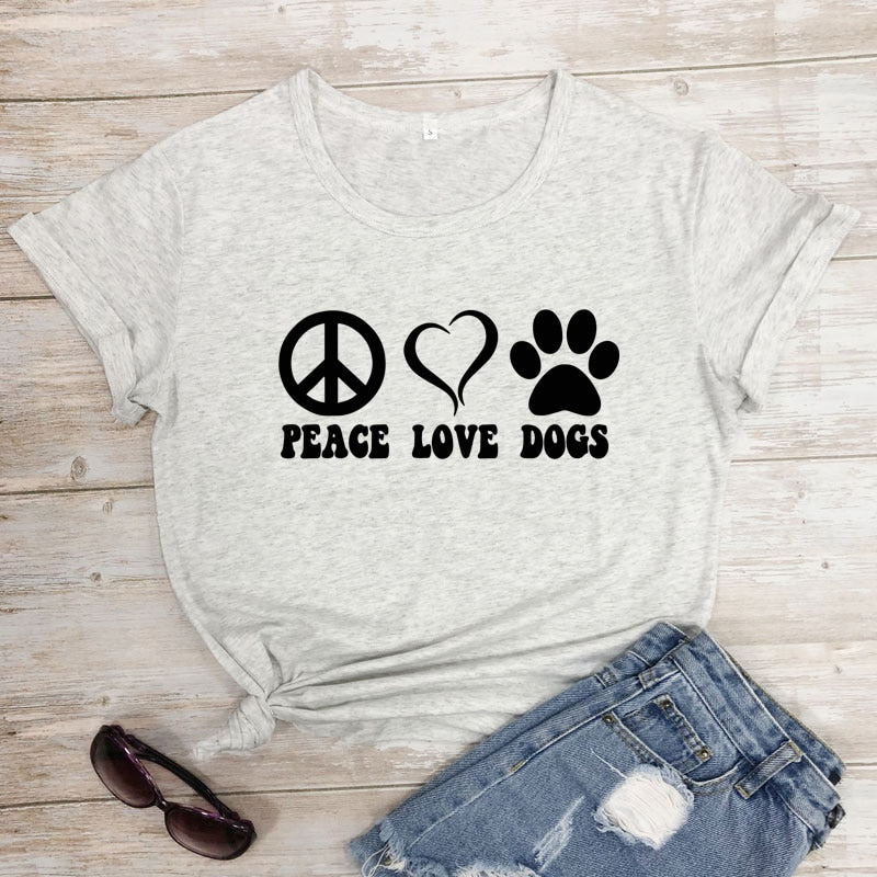 Peace Love Dogs Aesthetic 90s Graphic Slogan Tshirt – Ishka