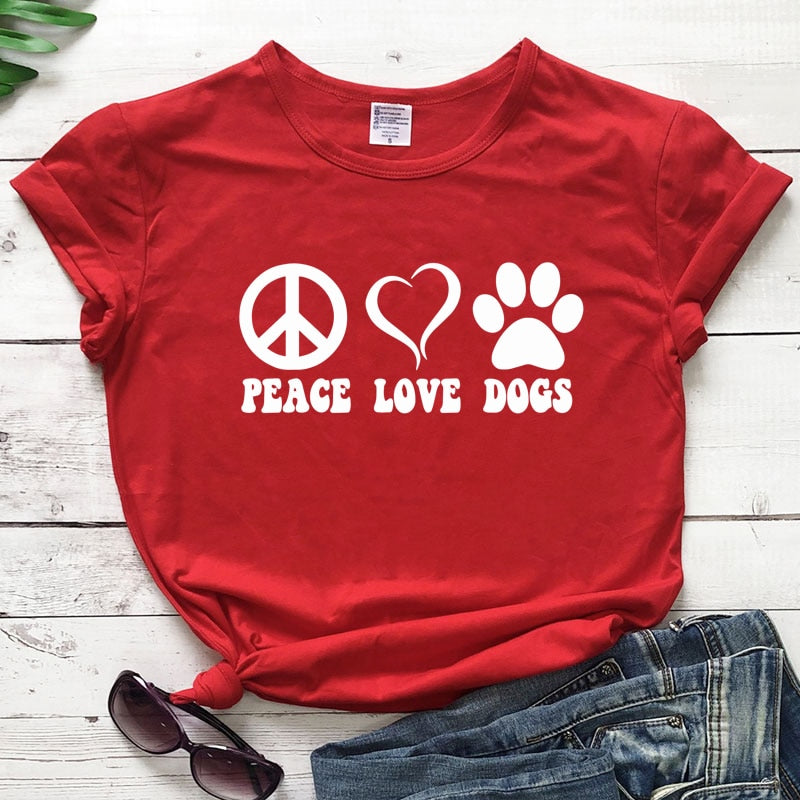 Peace Love Dogs Aesthetic 90s Graphic Slogan Tshirt – Ishka