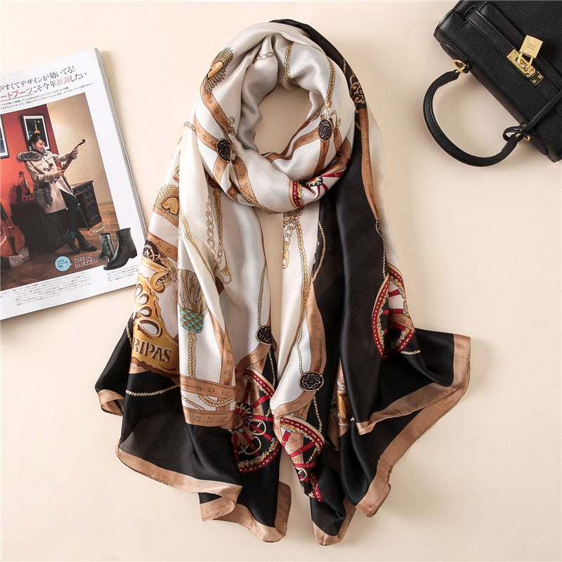 Luxury Soft Pashmina Foulard Wraps Silk Scarf – Ishka