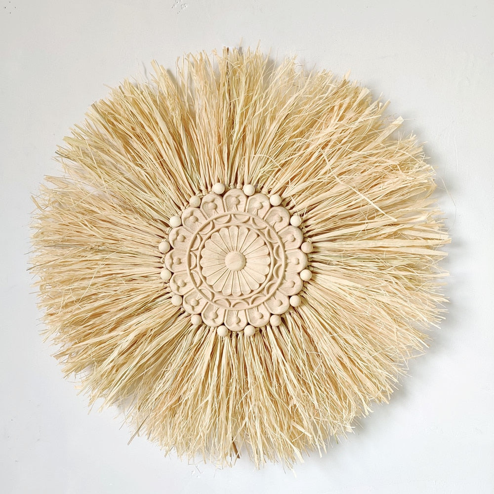 Nordic Simple Handmade Straw Wall Decoration Boho Woven Grass