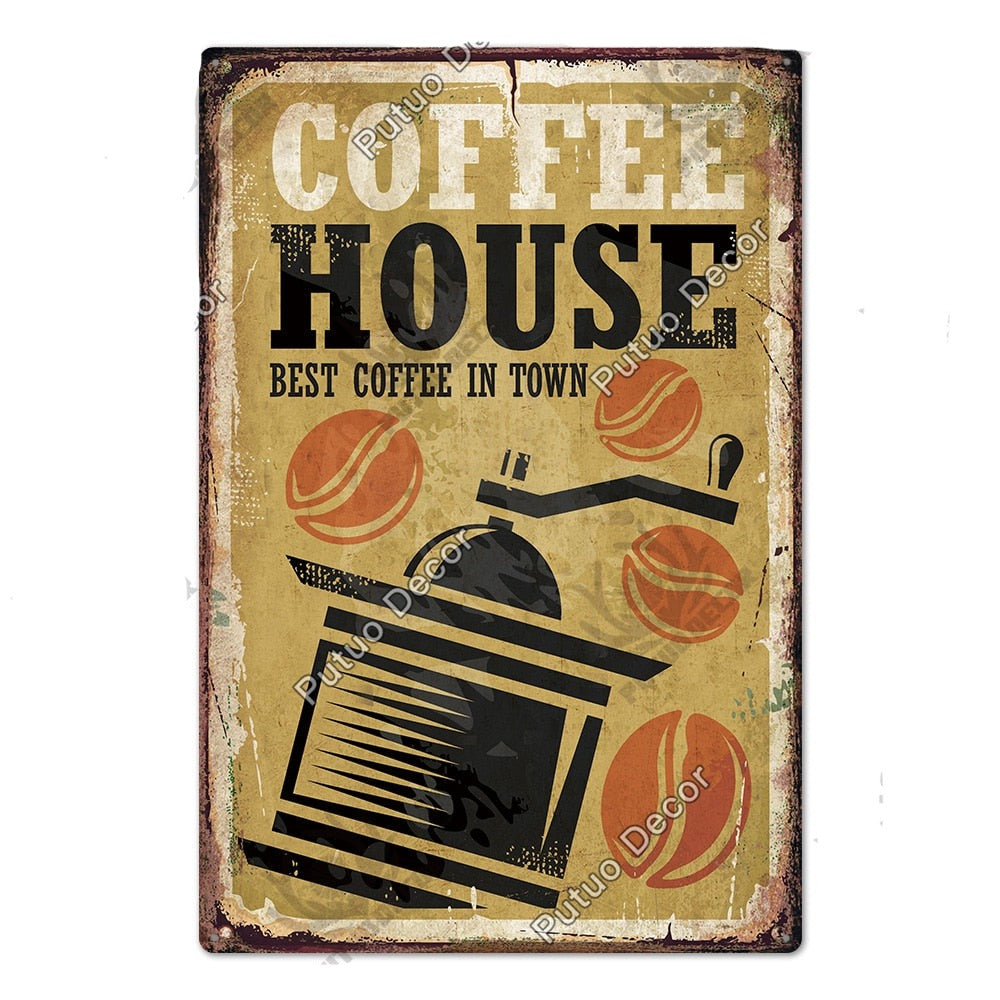 Retro Coffee Wall Art Tin Sign Metal Plaque – Ishka