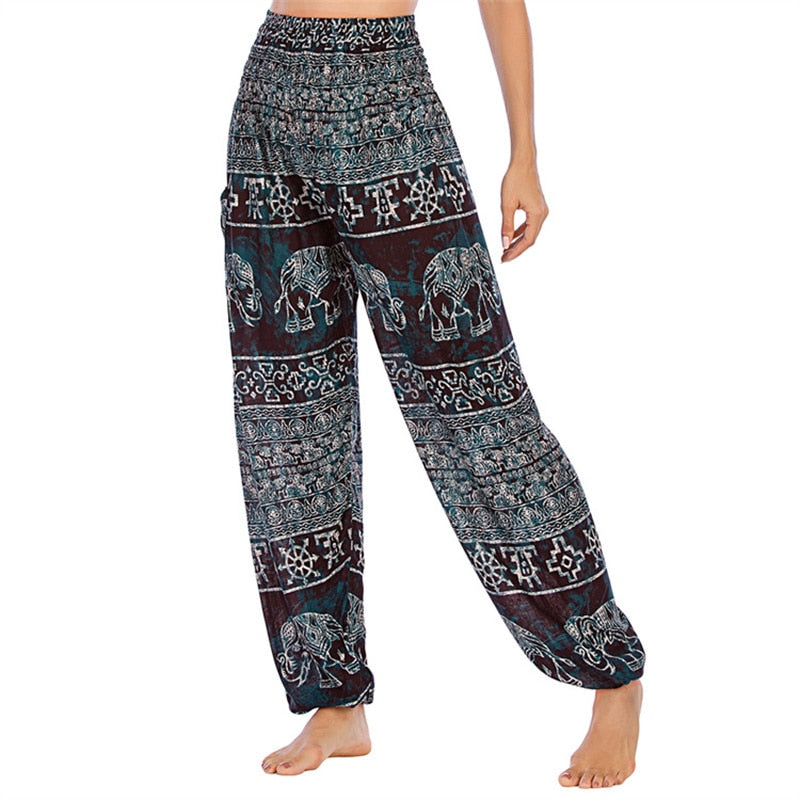 Boho Printed High Waisted Hippie Harem Yoga Pants Ishka