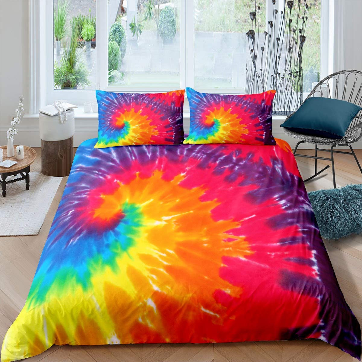 Colorful Swirl Tie Dye Hippie Quilt Cover Set – Ishka