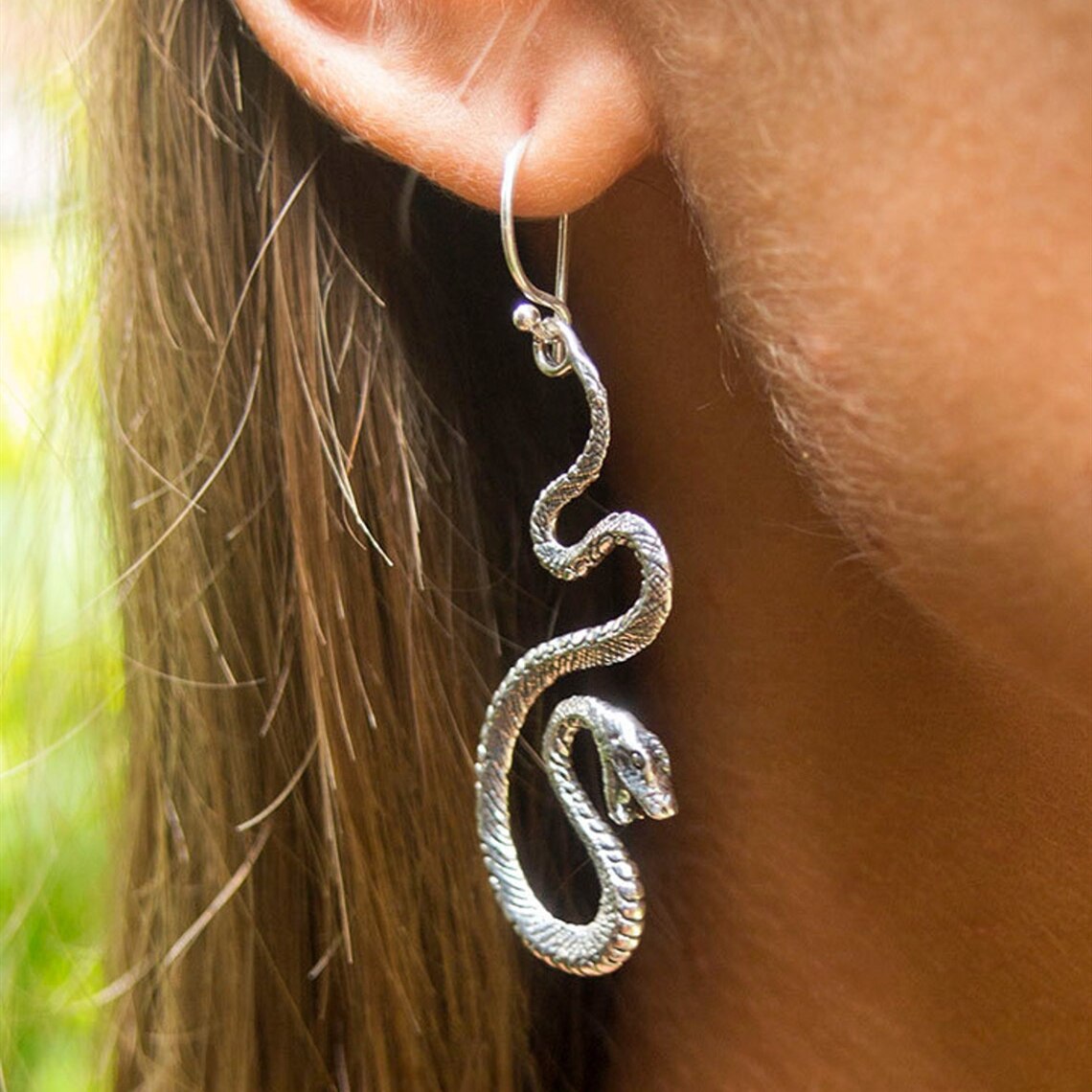 Serpent Zinc Alloy Metal Drop Hook Earrings – Ishka