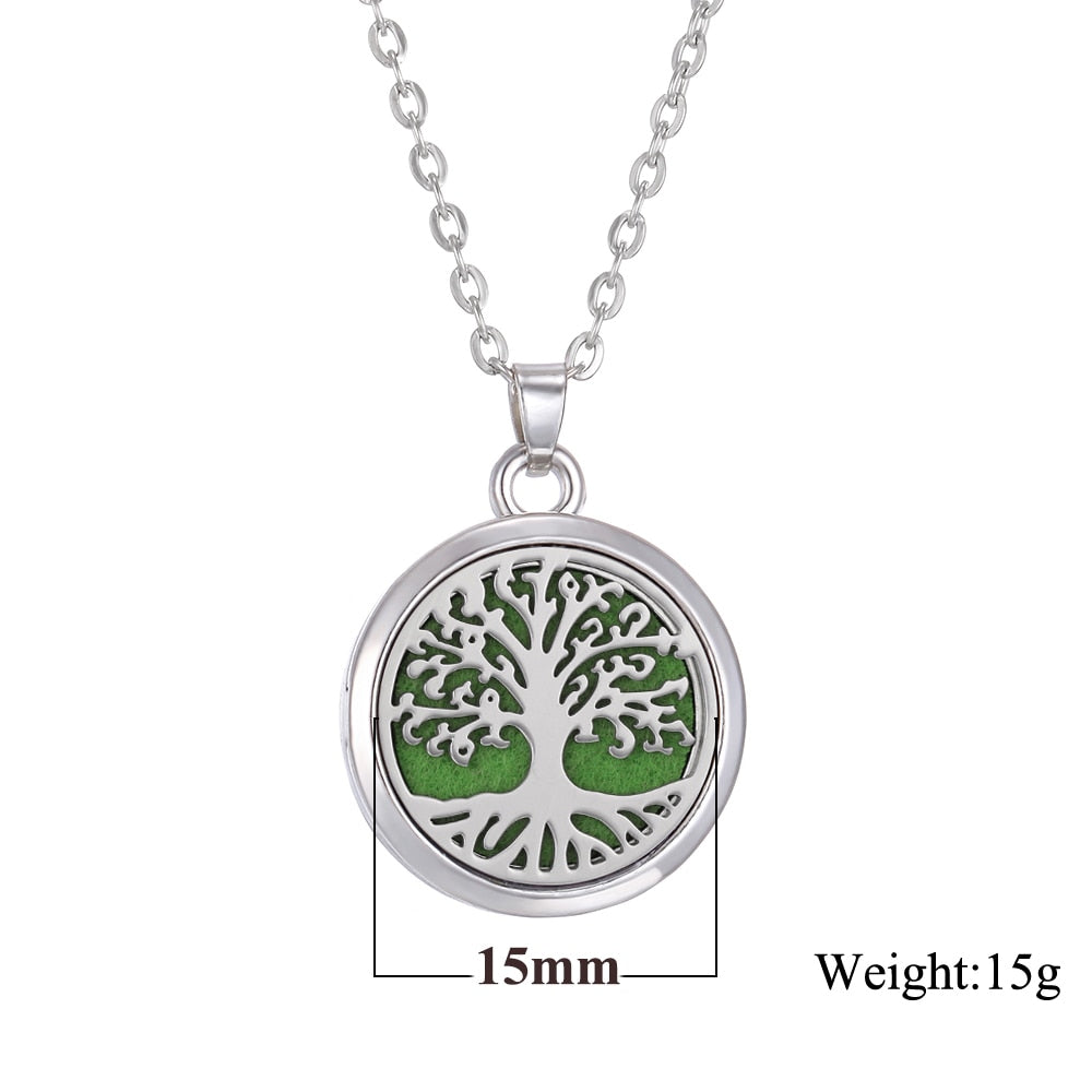 Tree of Life Perfume Diffuser Open Stainless Steel Necklace – Ishka