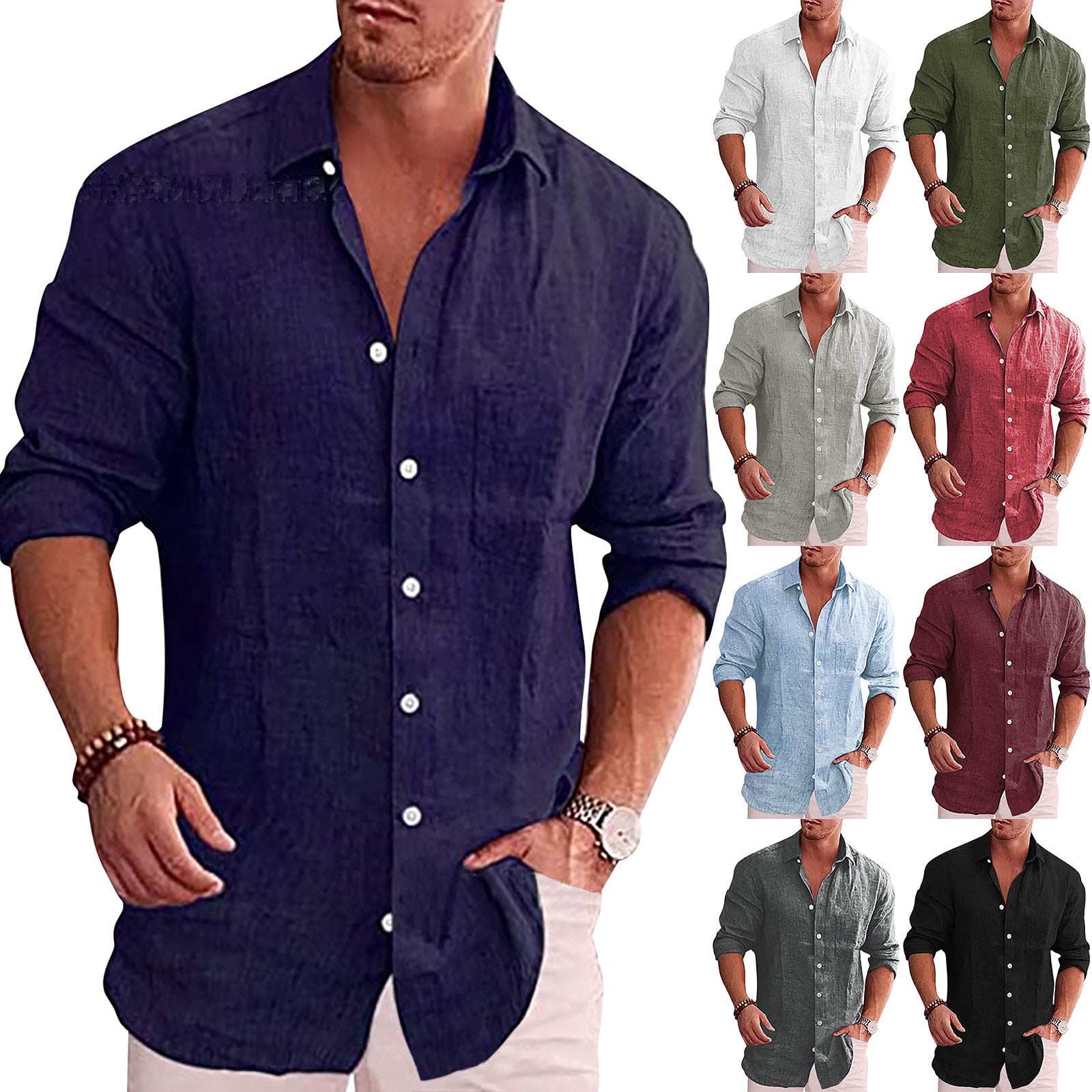 Casual Loose Stand Collar Cotton Linen Shirt – Ishka