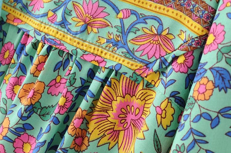 Vintage Boho Folk Town Rayon Cotton Tunic Summer Midi Dress – Ishka
