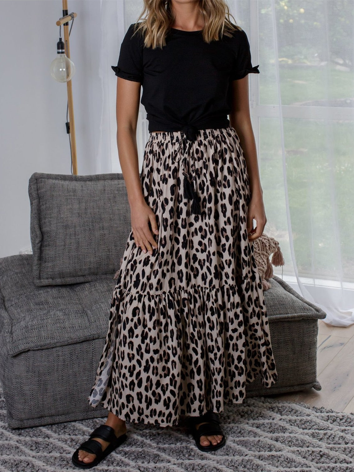 Vintage Leopard Pleated A-Line Skirt – Ishka