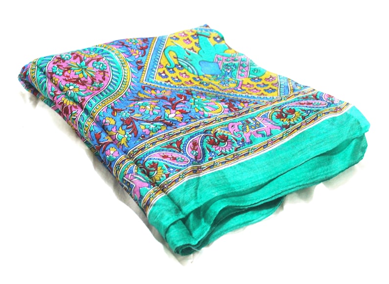 Fashion Boho Paisley Light Jade Indian Silk Scarf – Ishka