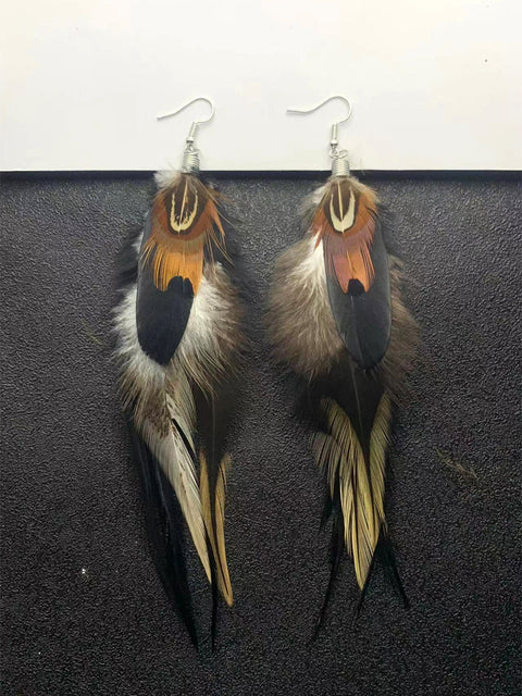 Long feather store earrings