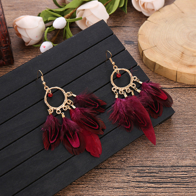 Boho shop feather earrings